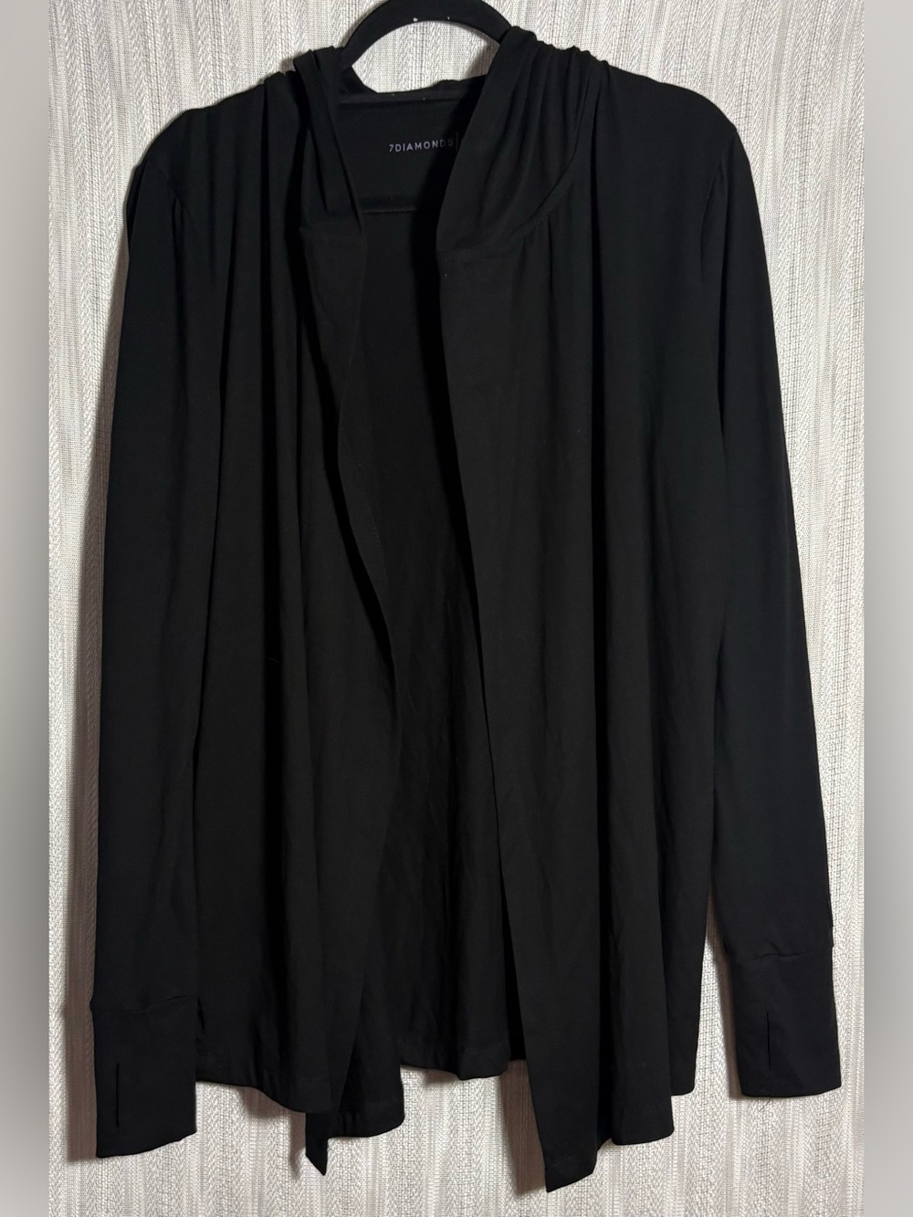 7 Diamonds Core Throwover Black Women’s Draped Open-Front Cardigan